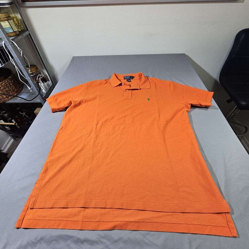 Polo Ralph Lauren Shirt Mens XL Orange Green Pony Pique Short Sleeve Classic Fit